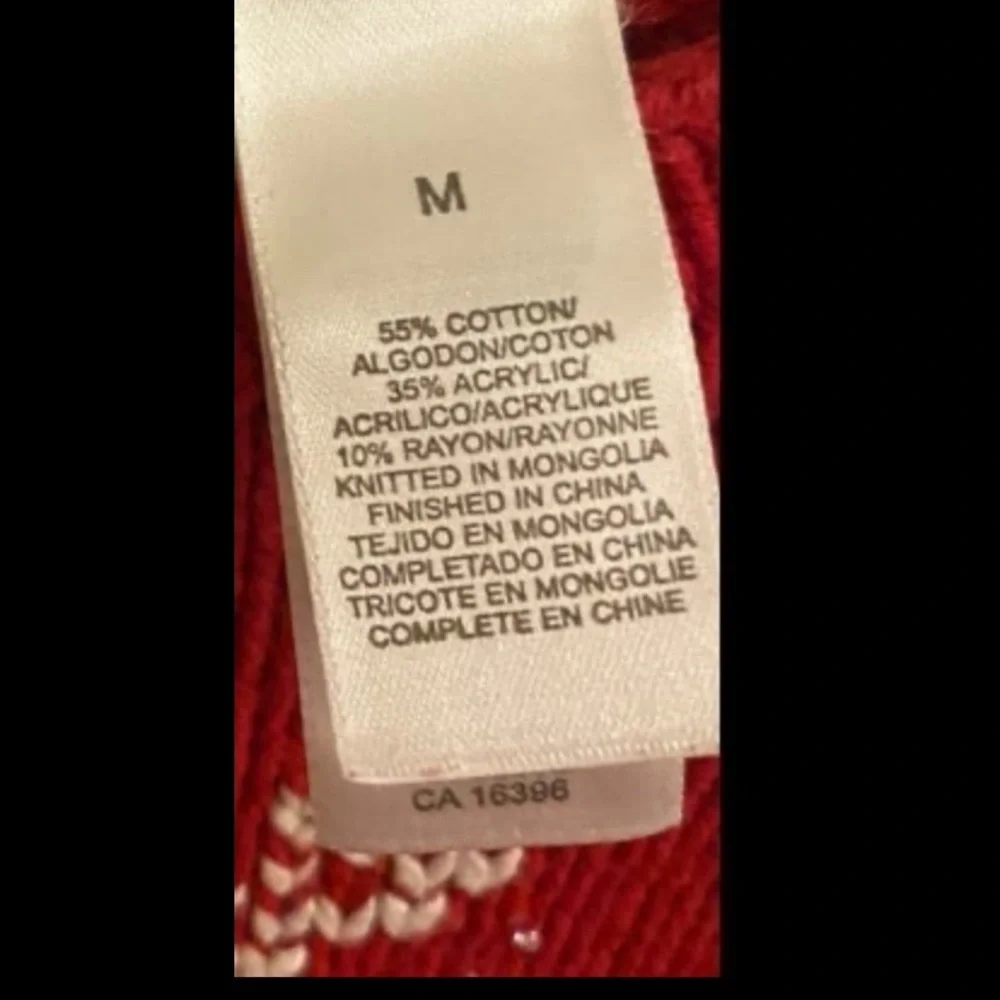 vintage 90s lizclaiborne red Christmas sweater snowflakes beading clearance sale